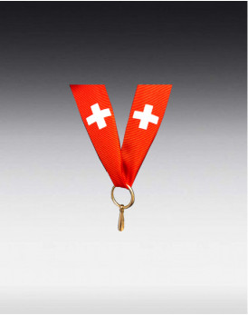 Band rot mit weissen Schweizerkreuzen, Breite 22mm