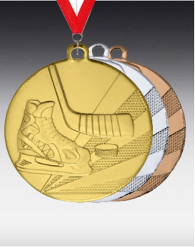 Médaille Hockey sur glace D: 50mm avec Ruban et Impression Couleur sur Film Plastique Médaille Hockey sur glace D: 50mm avec Ruban et Impression Couleur sur Film Plastique